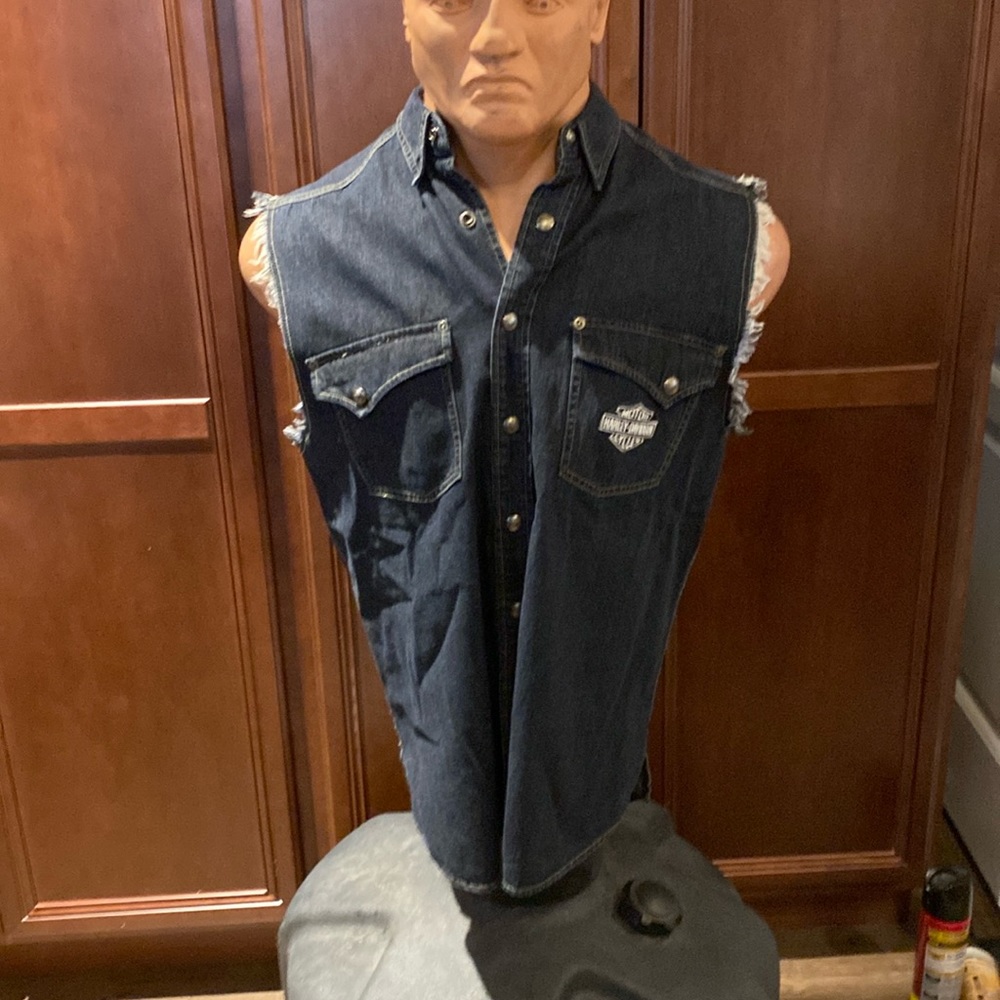 Men’s Harley Davidson Dark Denim Button Down Tank